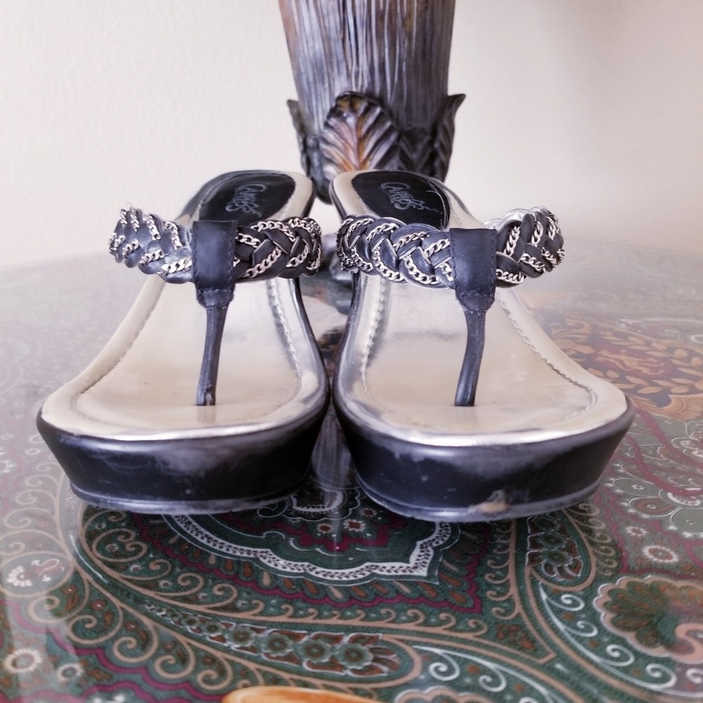 Carlos Santana Glitzy Platform Thong Sandals
